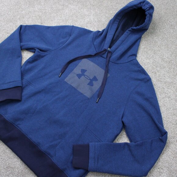 Under Armour Hoodie Womens Large Blue UA Threadborne Fleece Hooded Sweatshirt - Picture 3 of 13